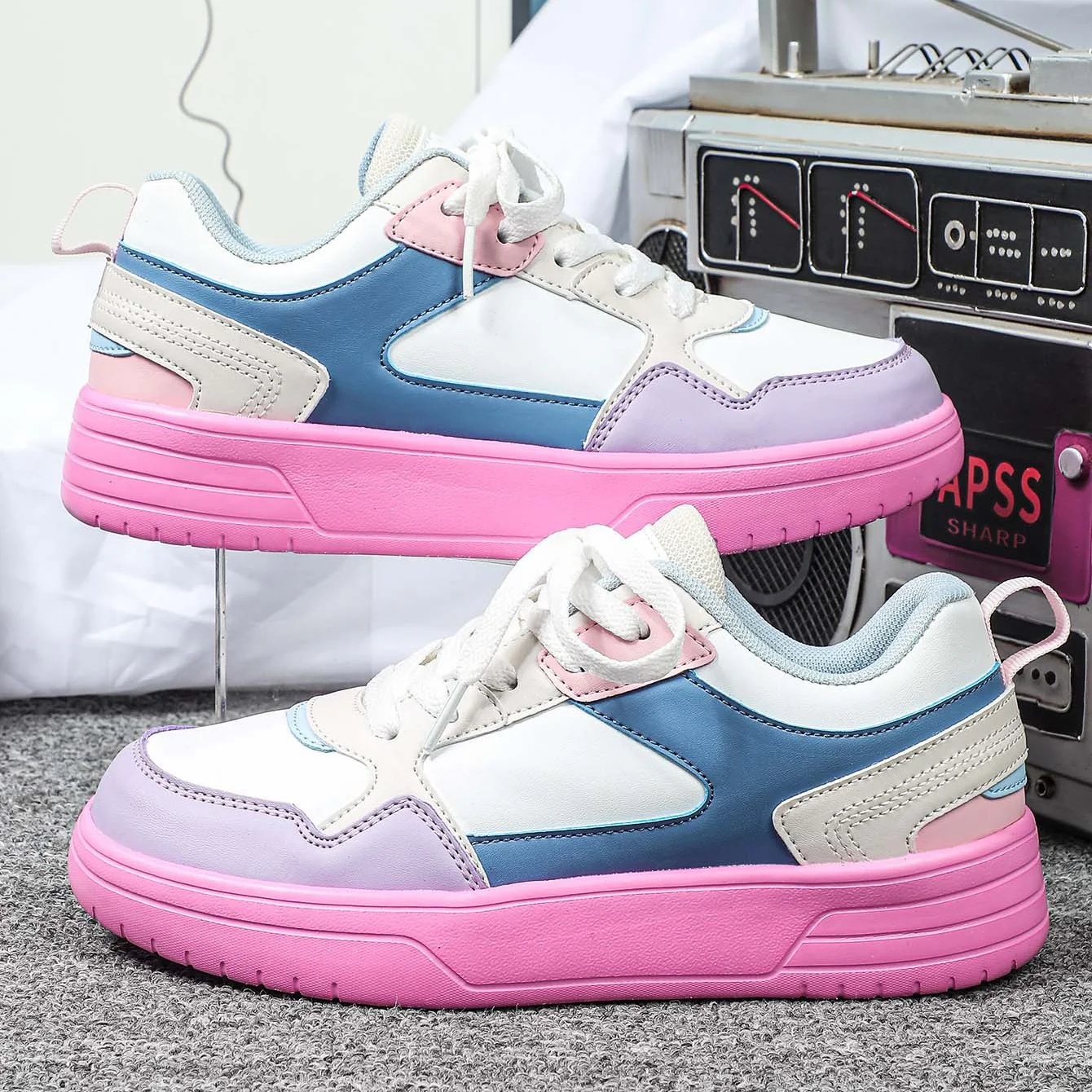 WildStride Leopard Print Platform Casual Skate Sneakers